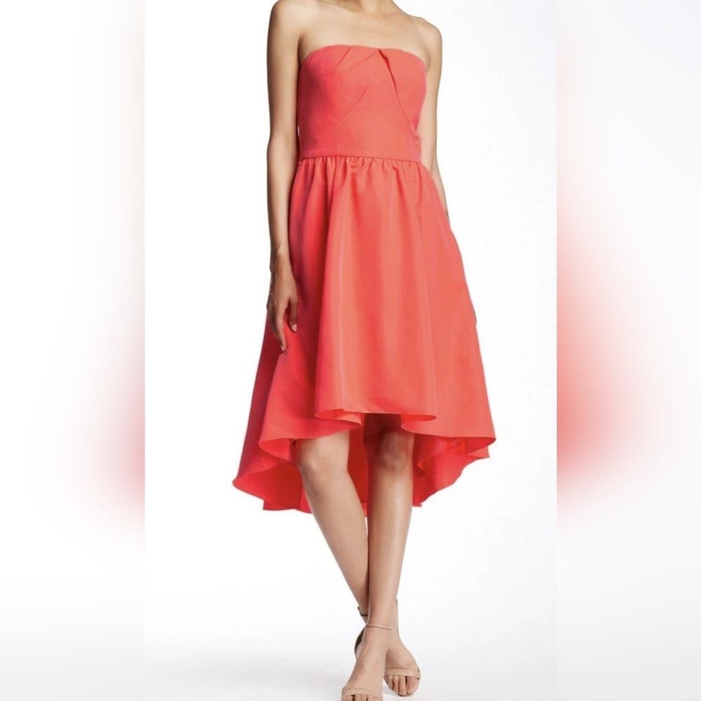 Ted Baker Coral High Low Strapless Dress NWT Women’s Size 3 Medium Cocktail Gown